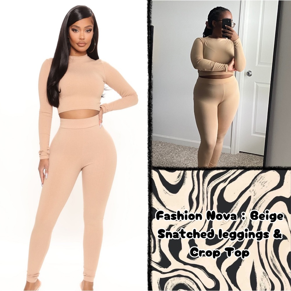 💜30% off sale💜 Fashion Nova | Tan leggings & crop top set